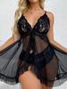 Multi-Color Mesh V-Neck Lace Camisole Lingerie Set