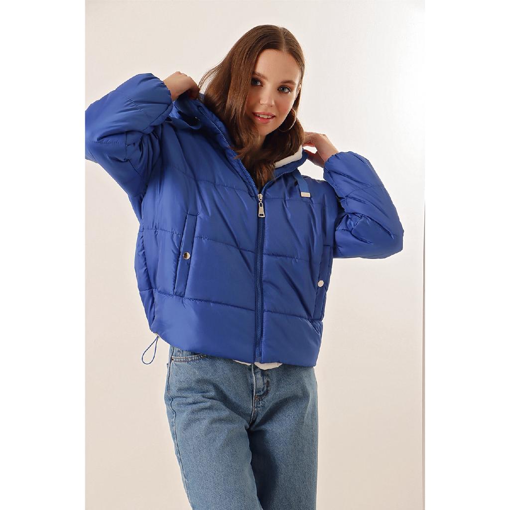 Damen-Daunenjacke mit Kapuze und Reißverschluss Y20w110-7115