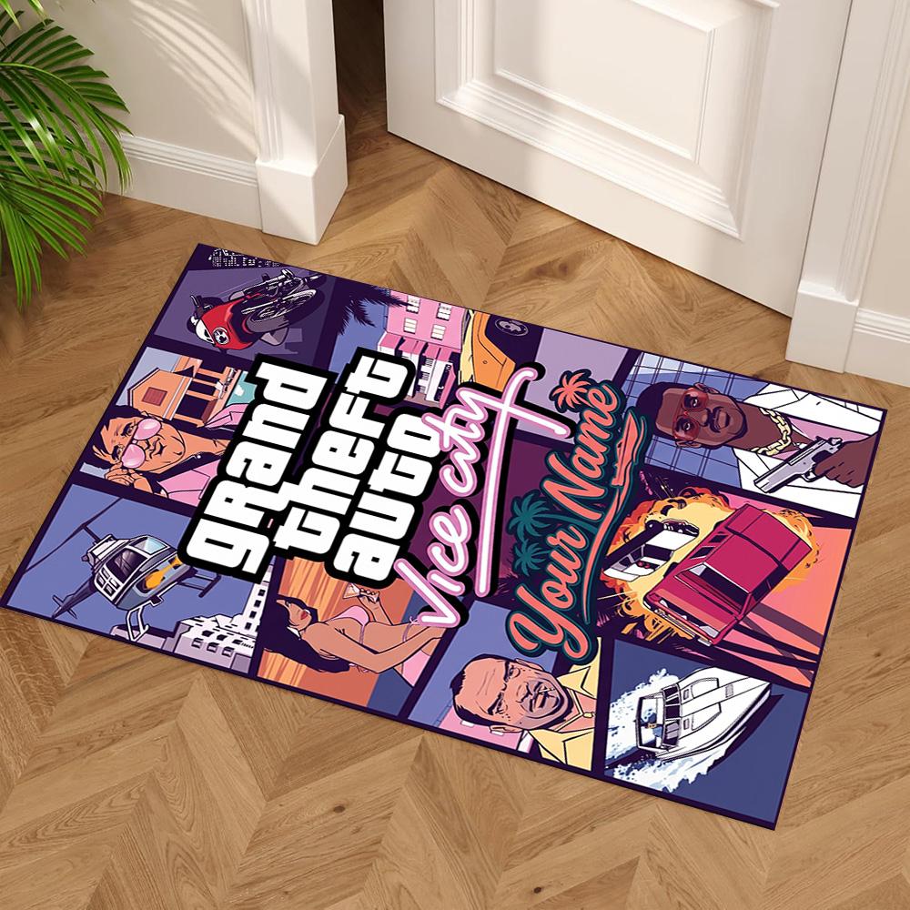 Grand Theft Auto Customize Your Name Area Rug Suitable for Decorate room Game Room Foyer Hallway Antislip Carpet Office home decor Spiritual Gift