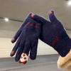 Riding Gloves Touch Screen Five Fingers Cute Warm Thickened Cold Knitted Wool Cotton Gloves Fall And Winter Female