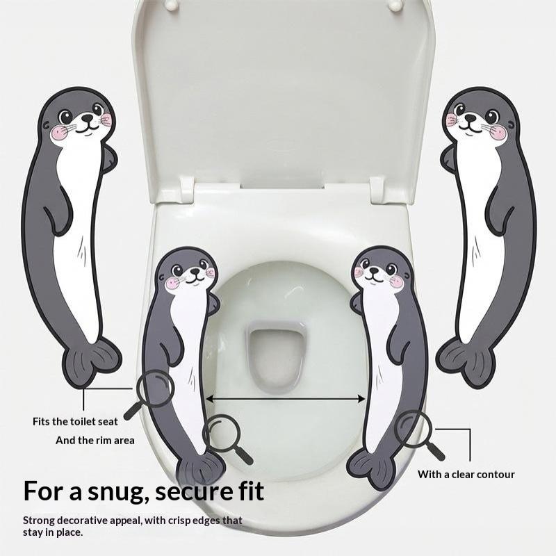 Cute Seal Toilet Seat Cushion Soft Warm Waterproof Washable Traceless Installation For Home Bathroom All Seasons Use
