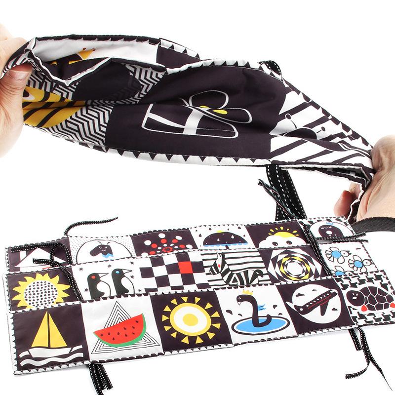 Early Education Educational Cloth Book Toys Children'S Bed Circumference Pendant Cognitive Shape Animal Double Sided Black And White Baby Cloth Book