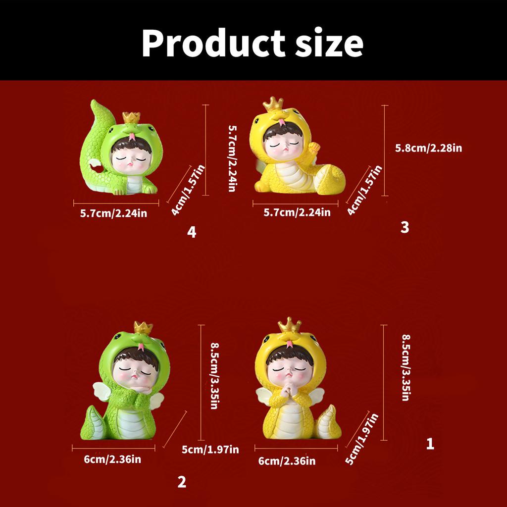 Cartoon Snake Baby Figurine Statue Cake Toppers Decoration Chinese Zodiacs Theme Party Accessories Resins Ornament