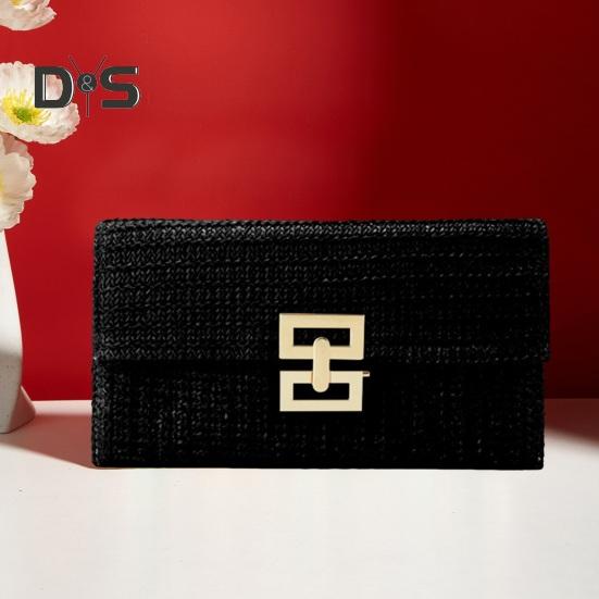 Naiste sidurikott ümbriku kujuga boheemlaslik kokkupandav kahekihiline õlgedest punutud ühevärviline kaasaskantav suvine rannapuhkuse käekott