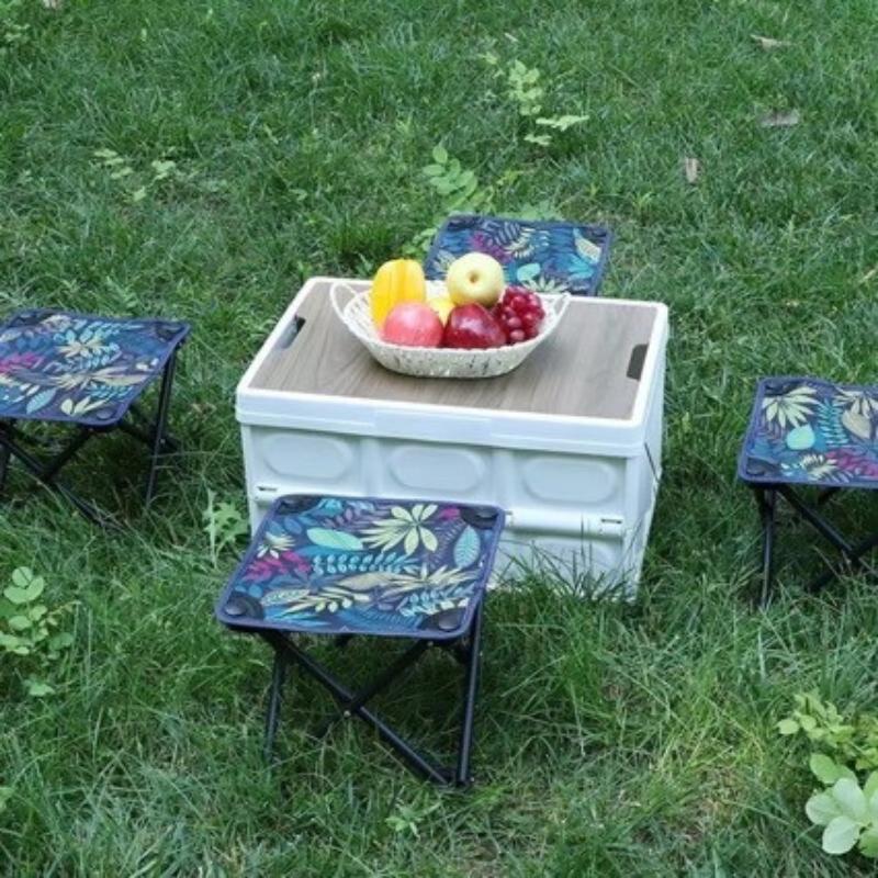 Portable Folding Camping Stool Sturdy Steel Frame Durable Oxford Seat For Leisure Beach Hiking Fishing Picnic