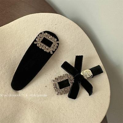 Retro Style Rhinestone Side Hairpin Women's High Level Hairpin Forehead Headwear Autumn and Winter Side Duck Mouth Clip Bb Clip
