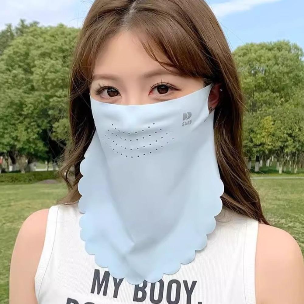 Solid Color Ice Silk Mask Summer Face Scarves Neck Wrap Cover Breathable Sunscreen Mask  Cycling