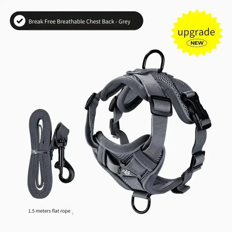 

1pc Grey Cat Leash Anti-Stripping Outdoor Cat Walking Rope Pet Backpack Chain Adjustable Internet Celebrity Cat Collars серый