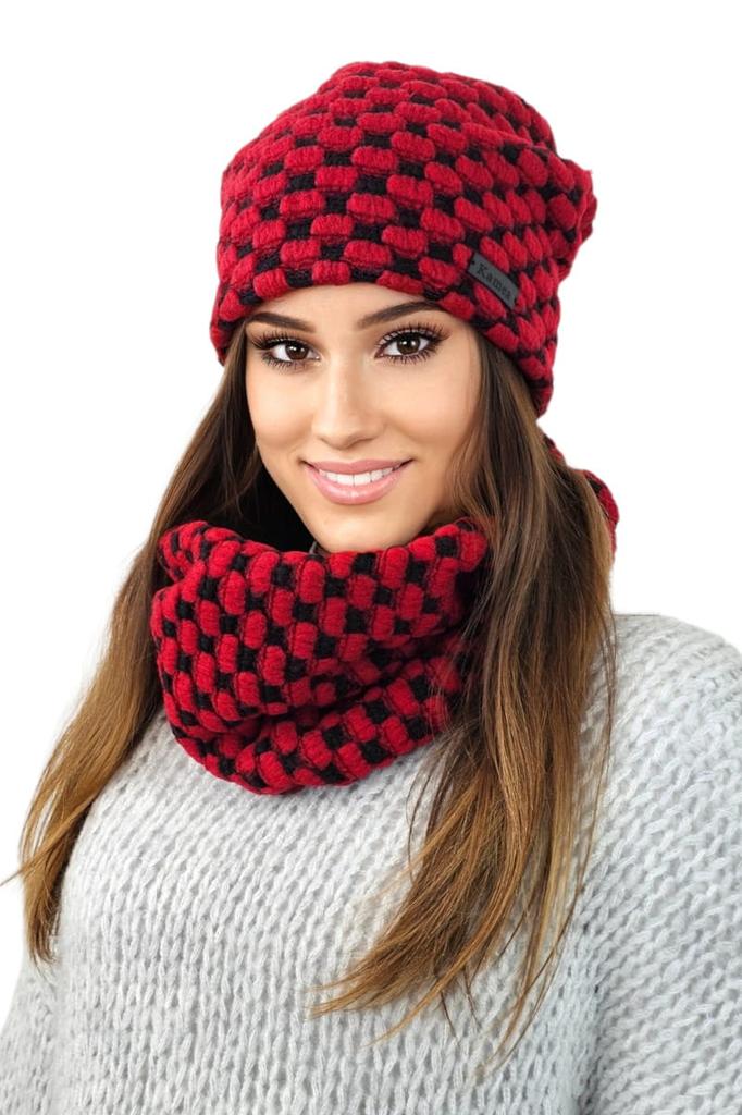 Boston Winter Set Hat with Fleece and Neck Warmer Red