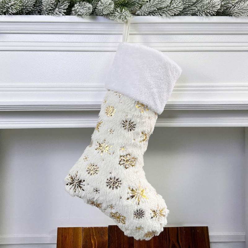 4pcs Furry Christmas Stockings Assorted Color for Home Office Decors Holiday Mantlepiece Hanging Socks