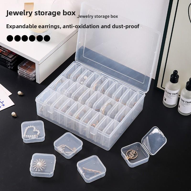 Transparent Jewelry Small Beads Box, Storage Box for Accessories, Organizer for Tabletop Clutter, Plastic Multi-compartment Set