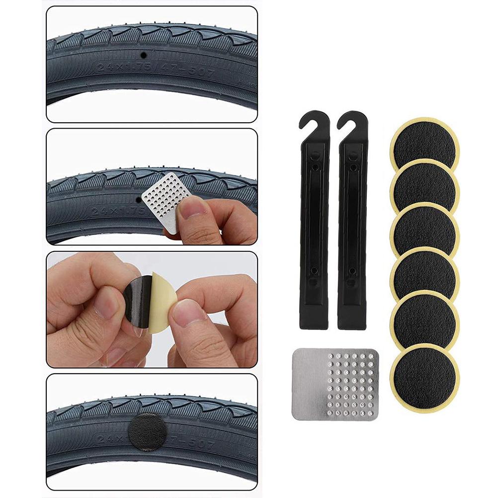 Bike Repair Patches Tool Set Self Adhesive Glueless Tire Patches Kit Sturdy Durable Bike Puncture Repair Kit for
