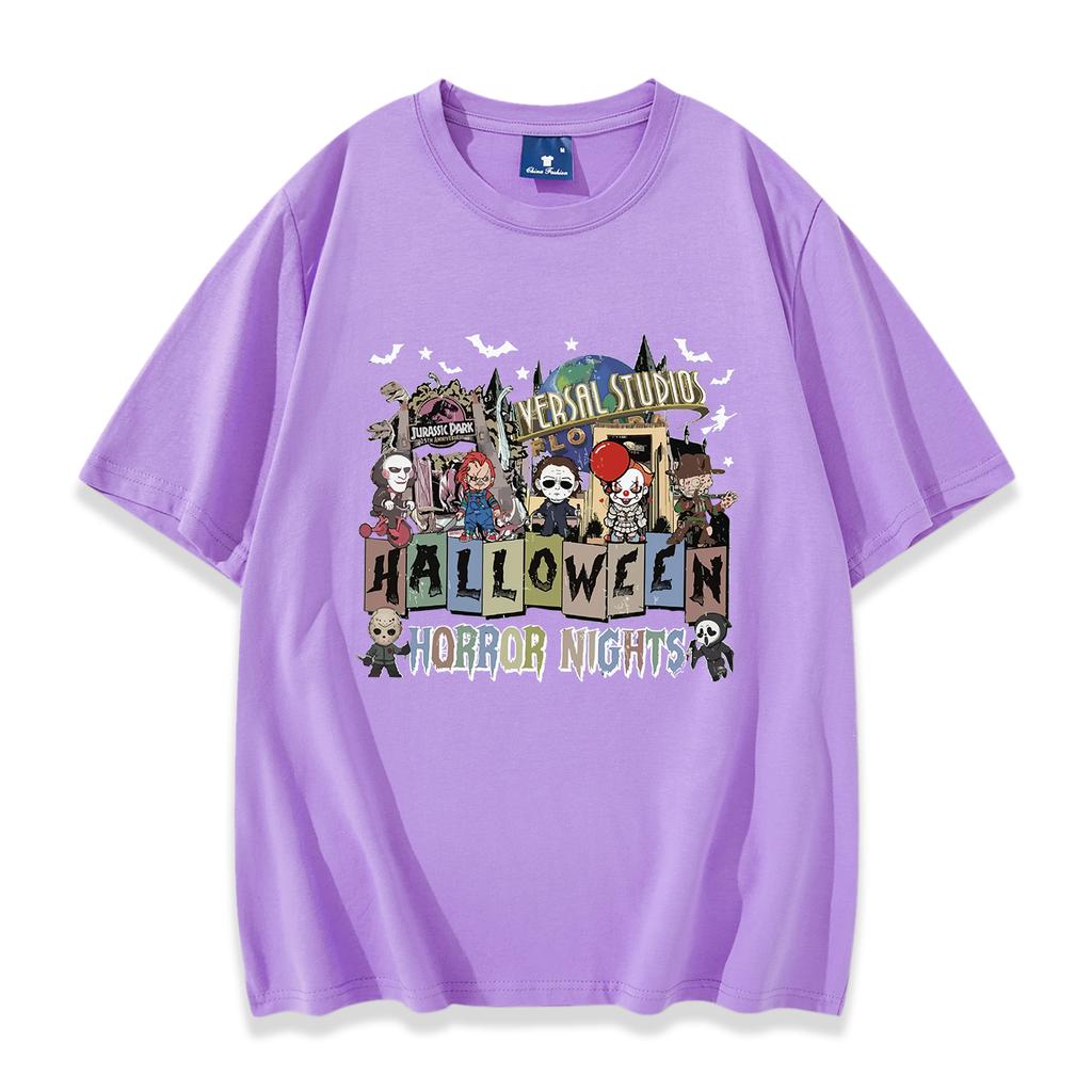 Horror Movie Characters Shirt Halloween Party Shirt Spooky Season Shirt Women Men Short Sleeve Streetwear Hip Hop Tops
