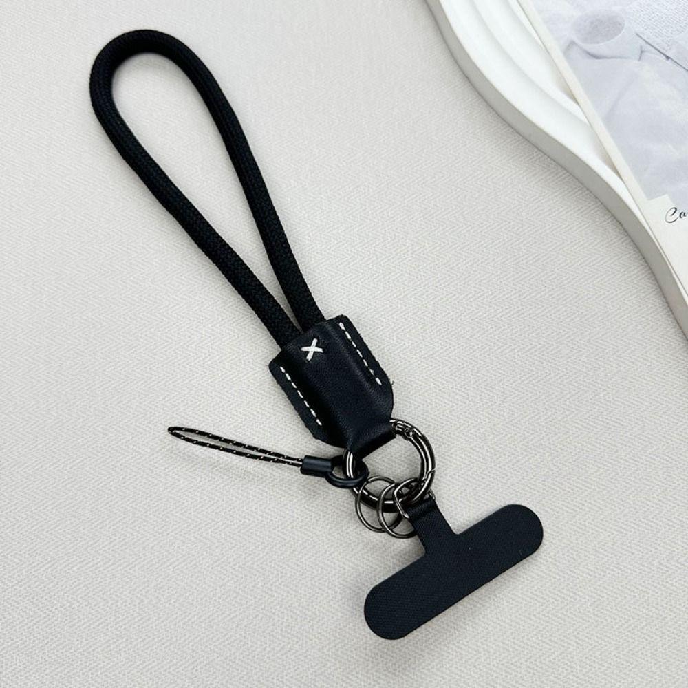Women Fashion Braided Rope Phone Chain Pu Leather Head Wrist Phone Strap  Phone Accessories