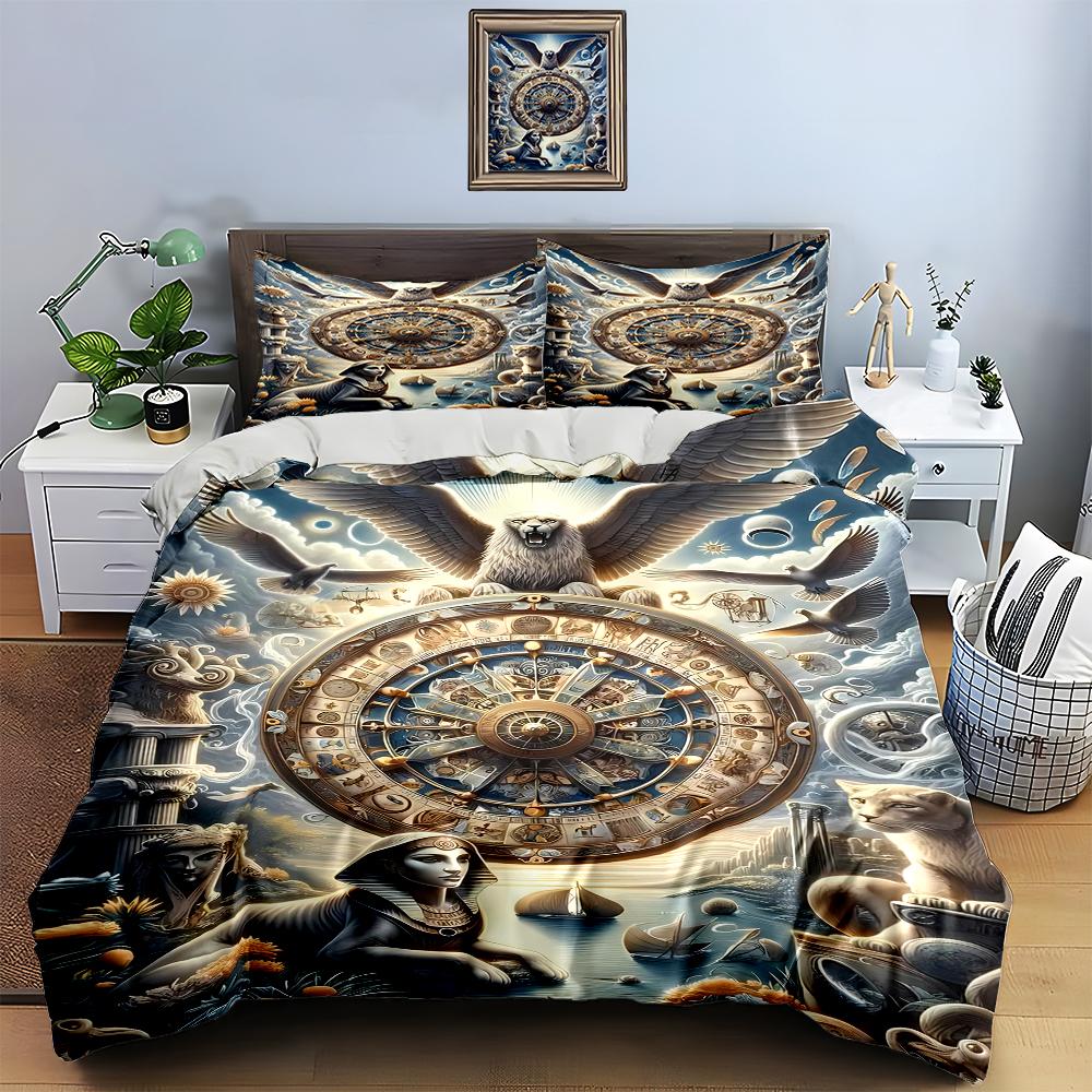 Winged lion clockwork Bedding Duvet cover sets Duvet covers Pillowcases gifts (1 * Duvet Cover 2 * Pillowcases, without duvet insert)