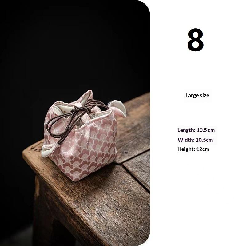 Tea Set Storage Bag Chinese Style Thickened Multi-Functional Teapot Cloth Pouch Protective Portable for Holiday Trips