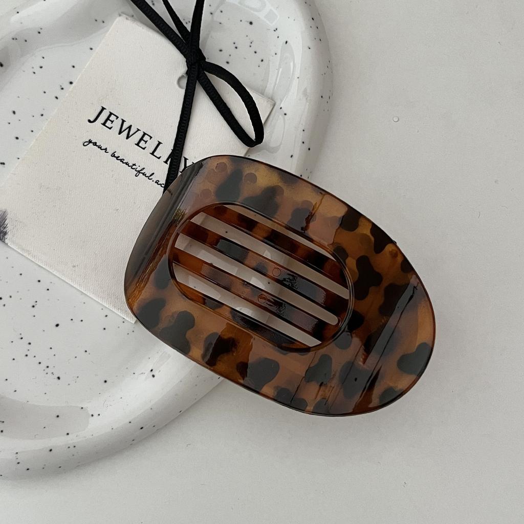 Elegant Arc Hair Clip Women Round Flat Ponytail Holder Hairclaw Chic Leopard Hair Clip Print Dot HairAccessories HairPins
