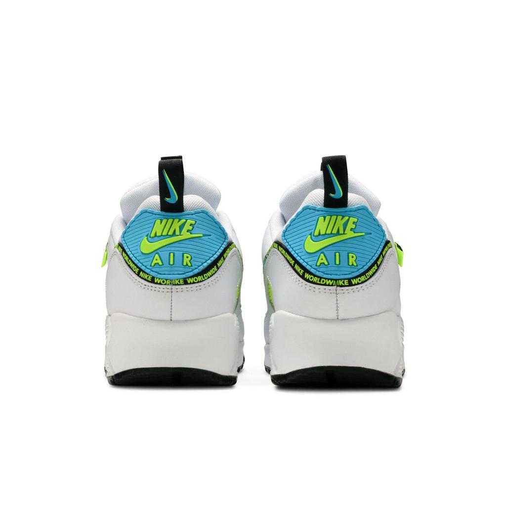 Nike Air Max 90 SE 'Worldwide Pack - Blue Fury Volt' (Unisex) White / Blue Fury / Black / Volt Running Shoes CZ6419 100