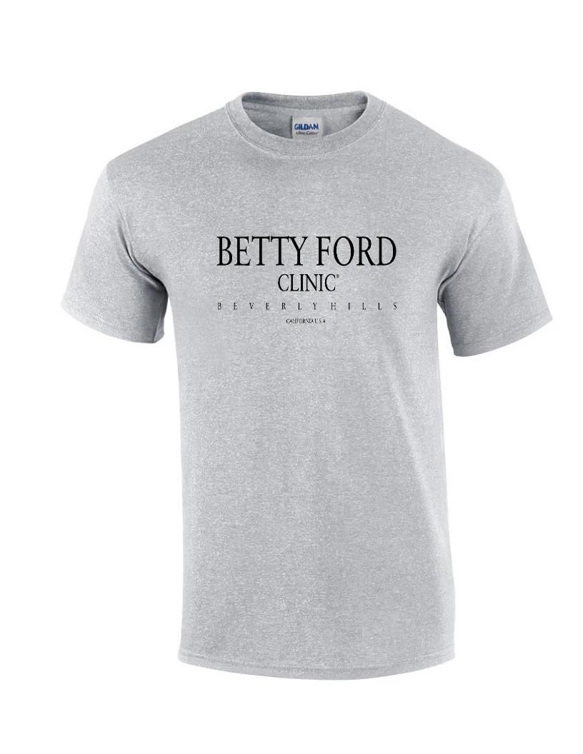 Betty Ford T-Shirt Beverly Hills Funny Alcohol Rehab Sport Gray Black Tee Shirt 2XL