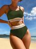 1011 New European and American High-waisted Women's Split Swimsuit Multi-color Bikini Solid Color Sexy Bikini Swimsuit