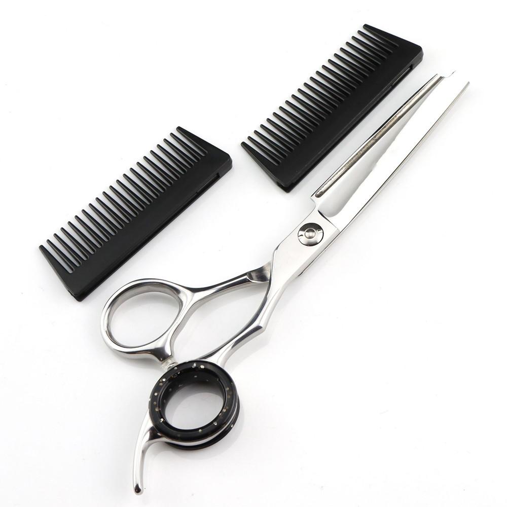 Professional Steel 6 '' Silver 2 In 1 Cut Hair Scissors With Comb Haircut Barber Hair Cutting Shears Hairdresser Scissors