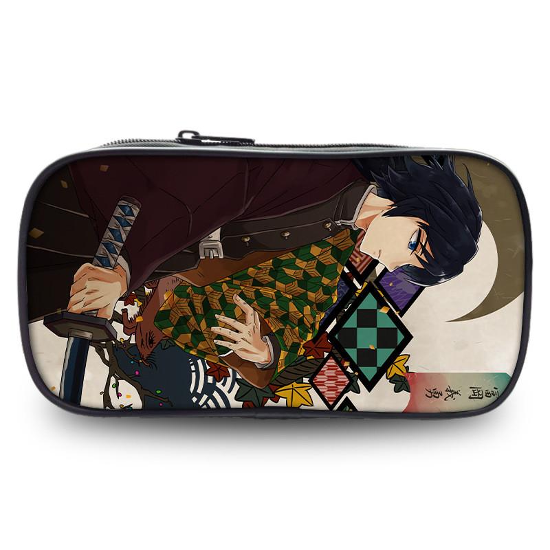 Spacious Oxford Demon Slayer Pencil Case For Students With Casual Style