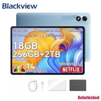Tableta Android 14 WiFi Blackview Tab 9 Refurbished – Pantalla Grande de 11 pulgadas 2K FHD+, 18GB 256GB