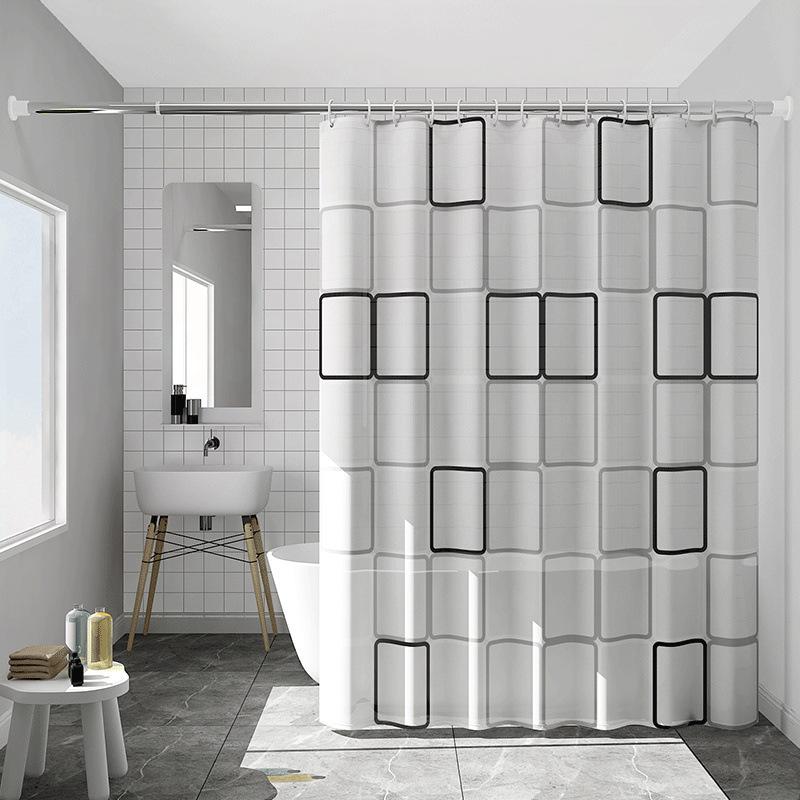 Bathroom Thickened Curtain Cloth MildewProof Waterproof Shower Curtain Set Free Punching Bathroom Partition Curtain Door Curtain Window