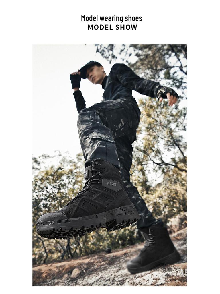 Men's Plus Size Outdoor Tactical Combat Boots - Wear-Resistant Military Hiking & Mountaineering Footwear