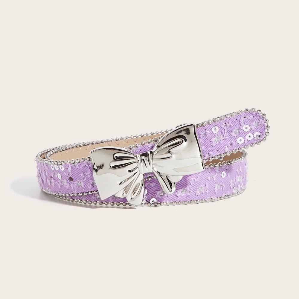 PU Leather Women Belt Border Bead Dress Waist Belt Bowknot Waist Strap for Dress Jeans Daily Wear