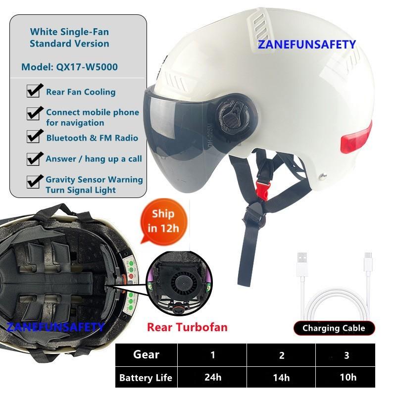 

Smart Cycling Helmet with Solar Panel 2 Turbo Fans HD Goggles Bluetooth FM Radio Signal Light and Rechargeable Lithium Battery