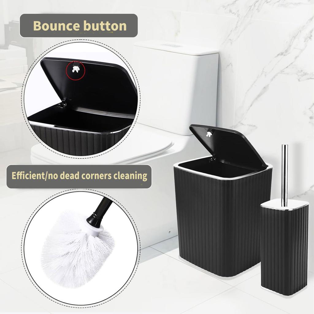 6Piece Bathroom Organizer Set with Toothbrush Cup Hydraulic Cup Trash Can Cleaning Brush Durable Construction