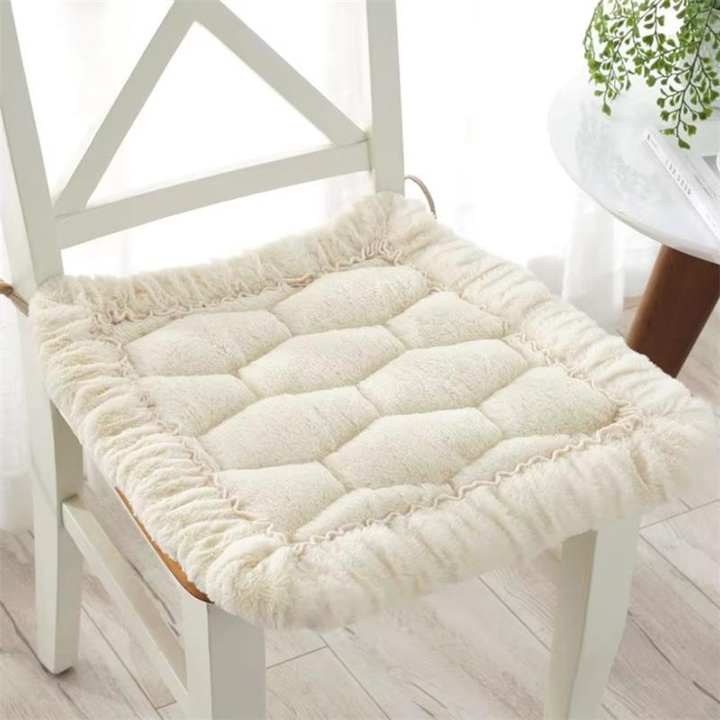 Minimalist Style Soft Office Computer Chair Cushion Simple Grid Pattern Plush Dining Chair Pads Household Decoration Seat Mats