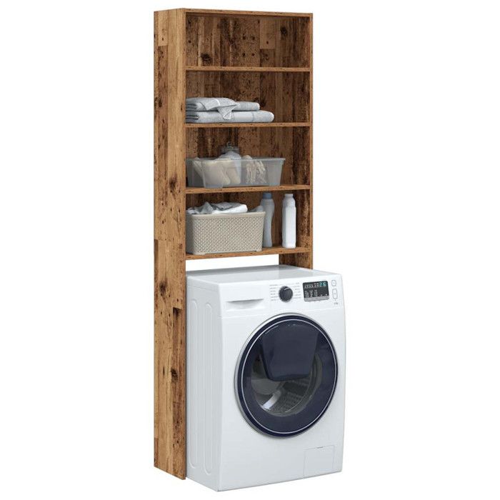 Meuble pour machine à laver vieux bois 64x24x190 cm
