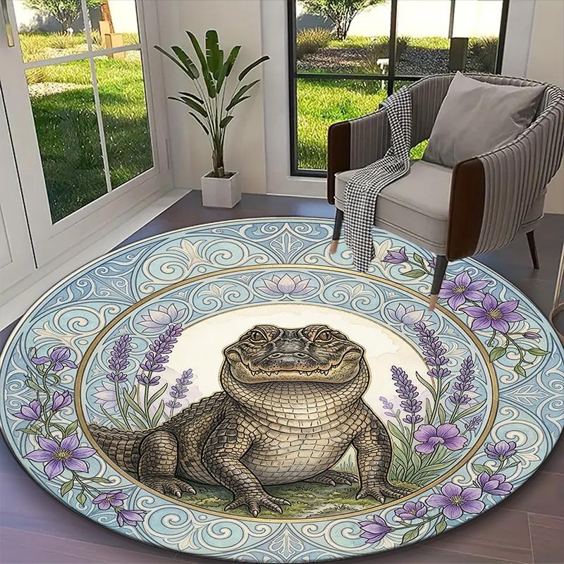 1pc General-purpose Rug, Ancient Celestial Glow Printed Round Rug, Comfortable Office Chair Carpet, Home Entrance Floor Mat