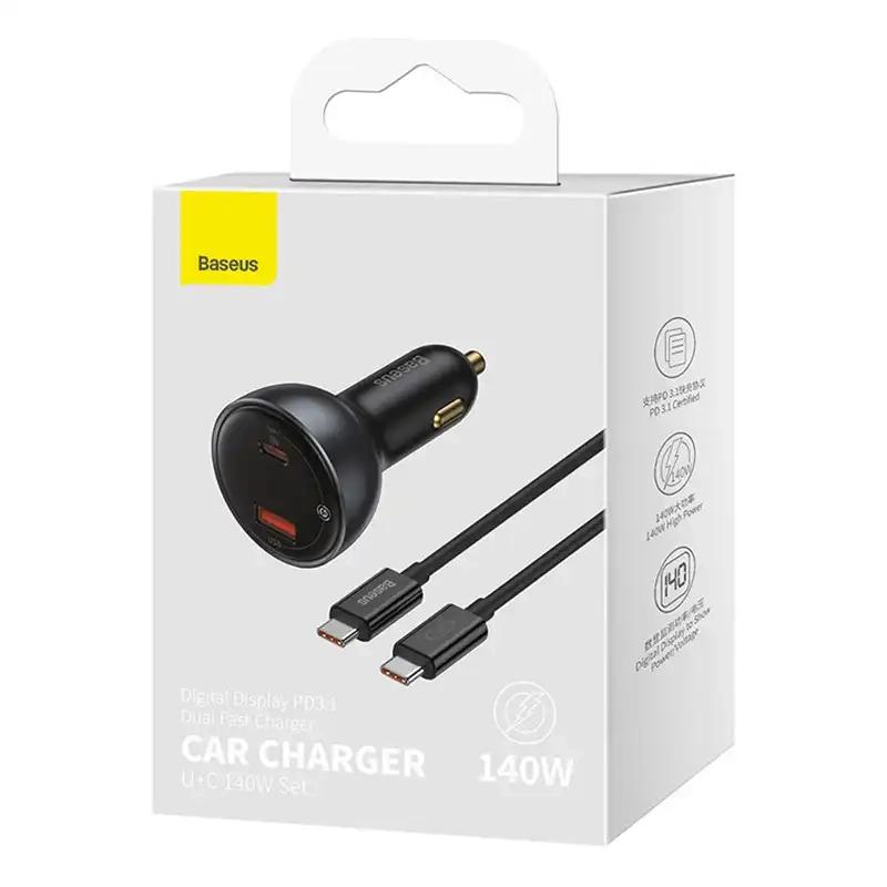 Ładowarka Samochodowa Baseus Superme Usb, Usb-C, 140W (Czarna)