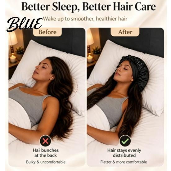 Silk Like Satin Sleep Bonnet No Heat Hair Curling Cap for Women Adjustable Curls Comfortable Head Wrap Bonnet Double Layer Sleeping Medium,
