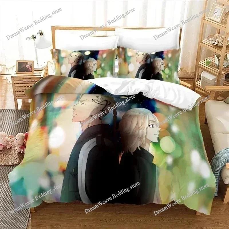 Tokyo Revengers Luxury Bedding Set Japan Anime Cartoon Duvet Cover Set Comforter Bedspread Twin Single Size Printed Home Textile