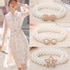 Women's Pearl Waist Chain - Perfect for Dresses, Summer Casual Style, Rhinestone Embellished, Elastic Waistband