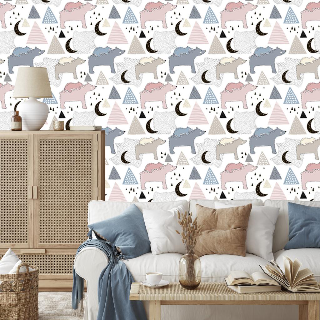 Teddy bears in the mountains wallpaper for living room and bedroom 50x1000