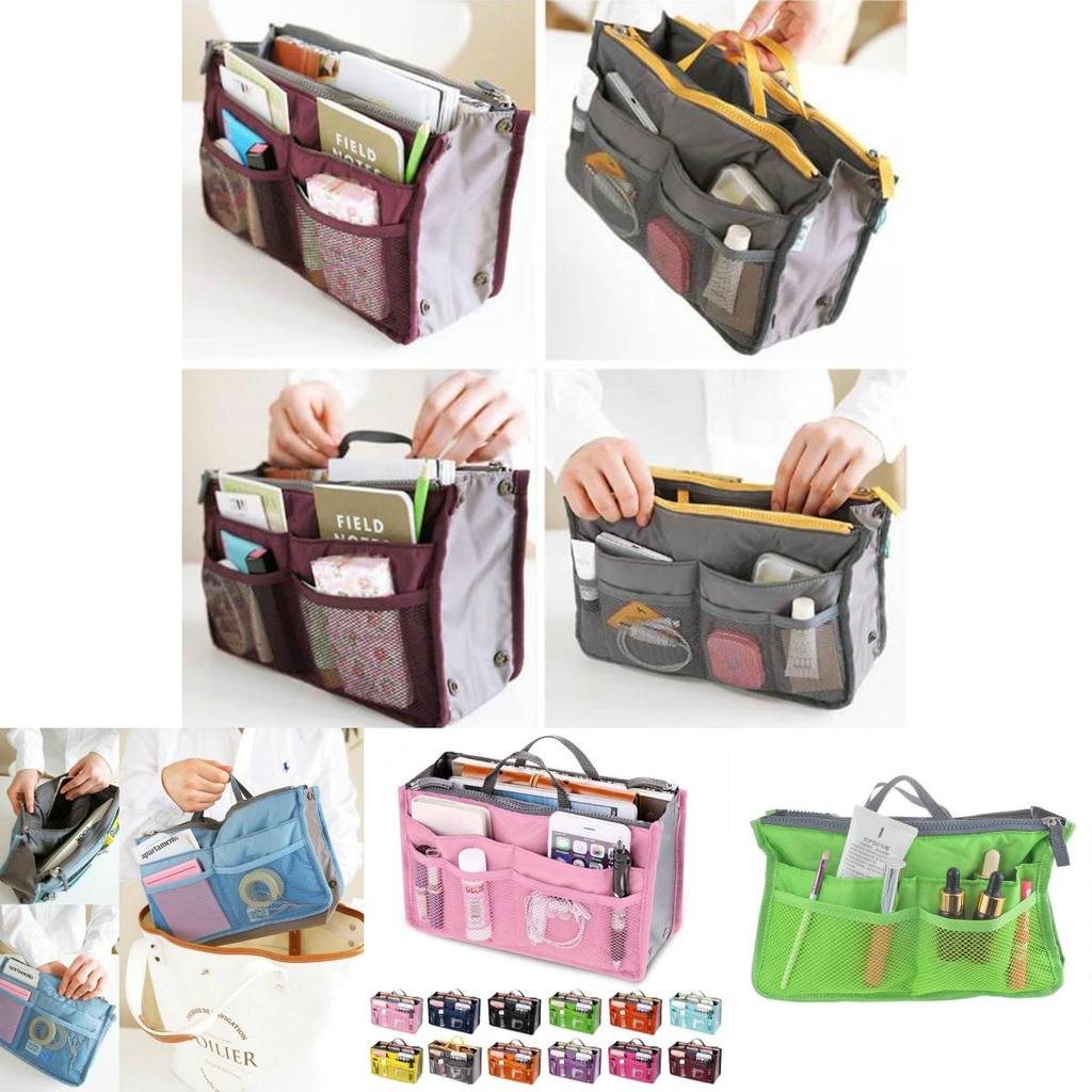 Sac à Maquillage Moderne Simple à Double Fermeture Éclair en Polyester Pour Voyage et Rangement de Salle de Bain