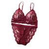 Women's Lace Triangle Cup Bra & Panty Set - Wire-Free, Sexy Hollow Back Design