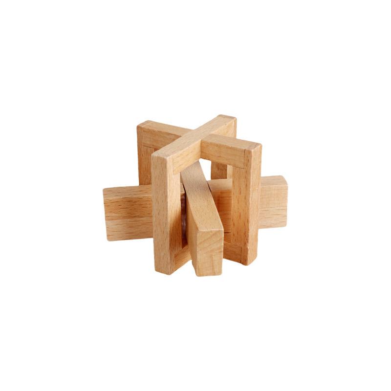 

Beech Wood Kongming Lock Puzzle: High-Difficulty Brain Teaser for Adults and Children.