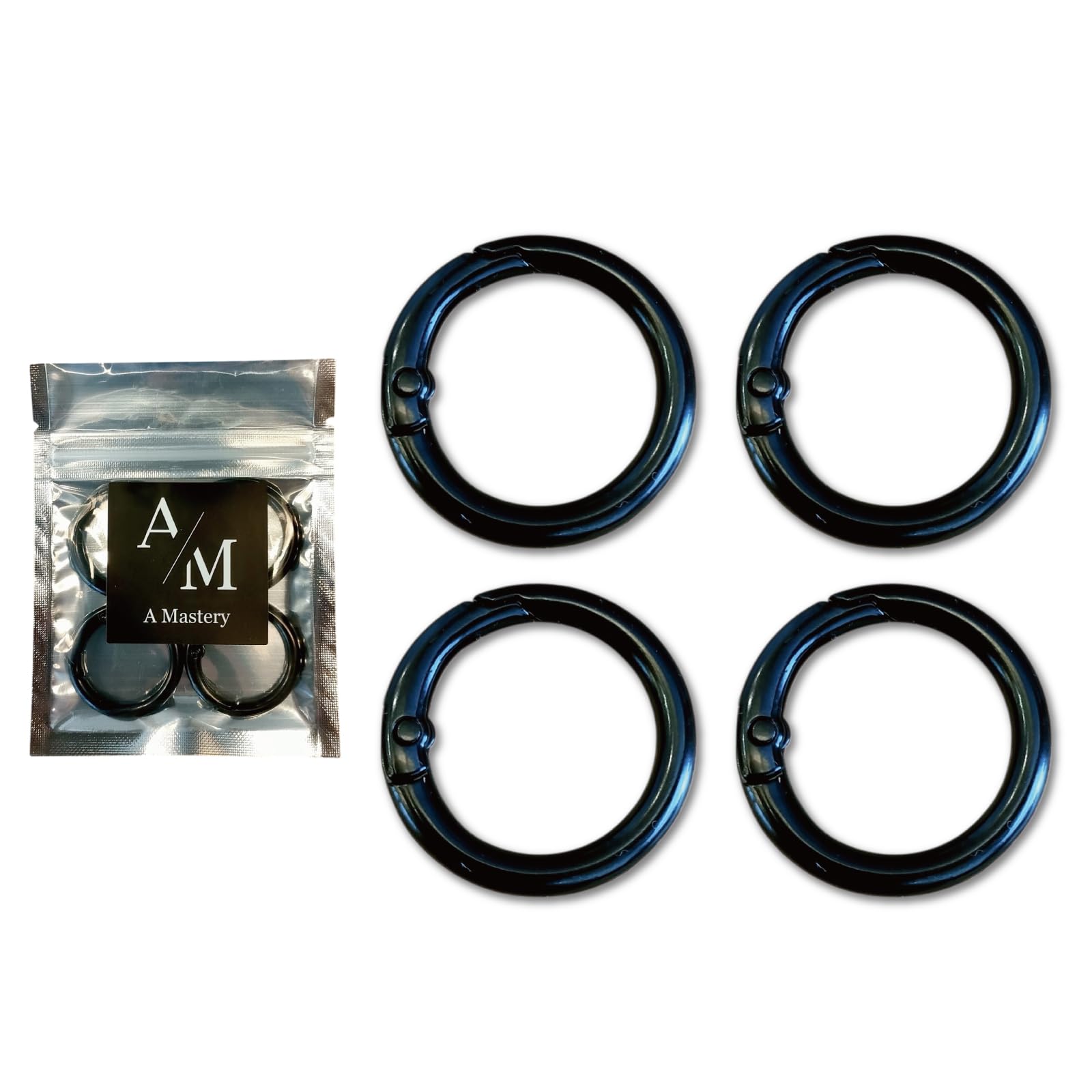 Round Carabiner Round Carabiner Black Stylish Circle Round Outer Diameter Diameter 30 x thickness 0.4cm