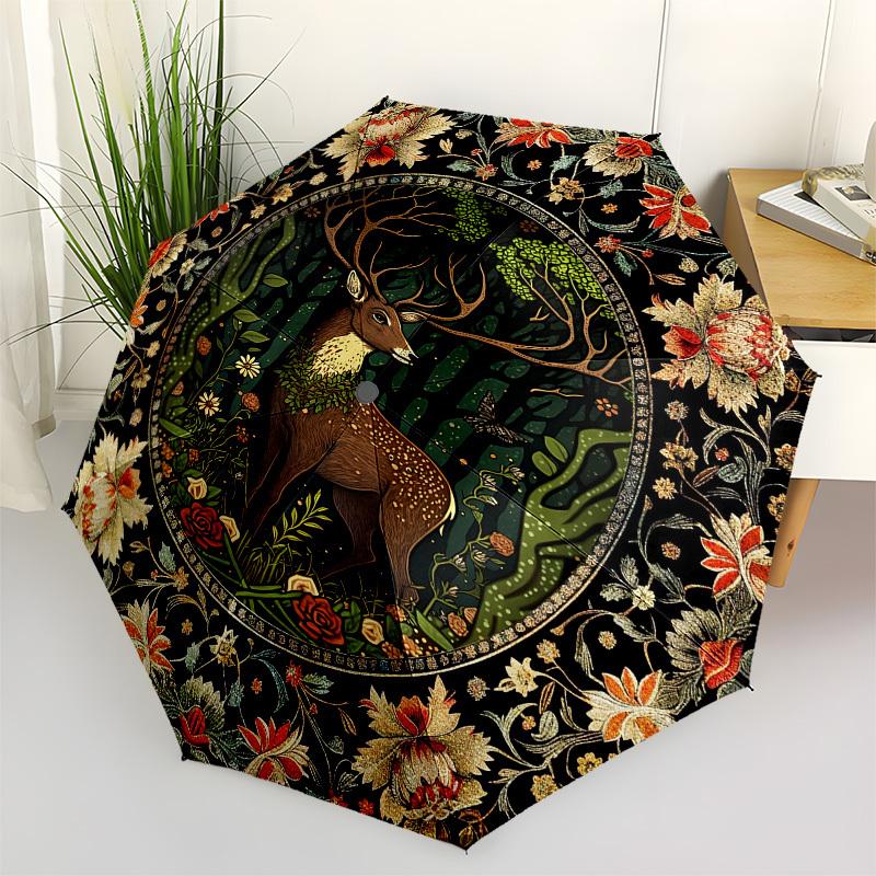 

Deer, ForestThemed Automatic Opening and Closing Umbrella - 8 Ribs, Suitable for Leisure and Going Out, Outdoor Accessory, Gothic Style, Fas