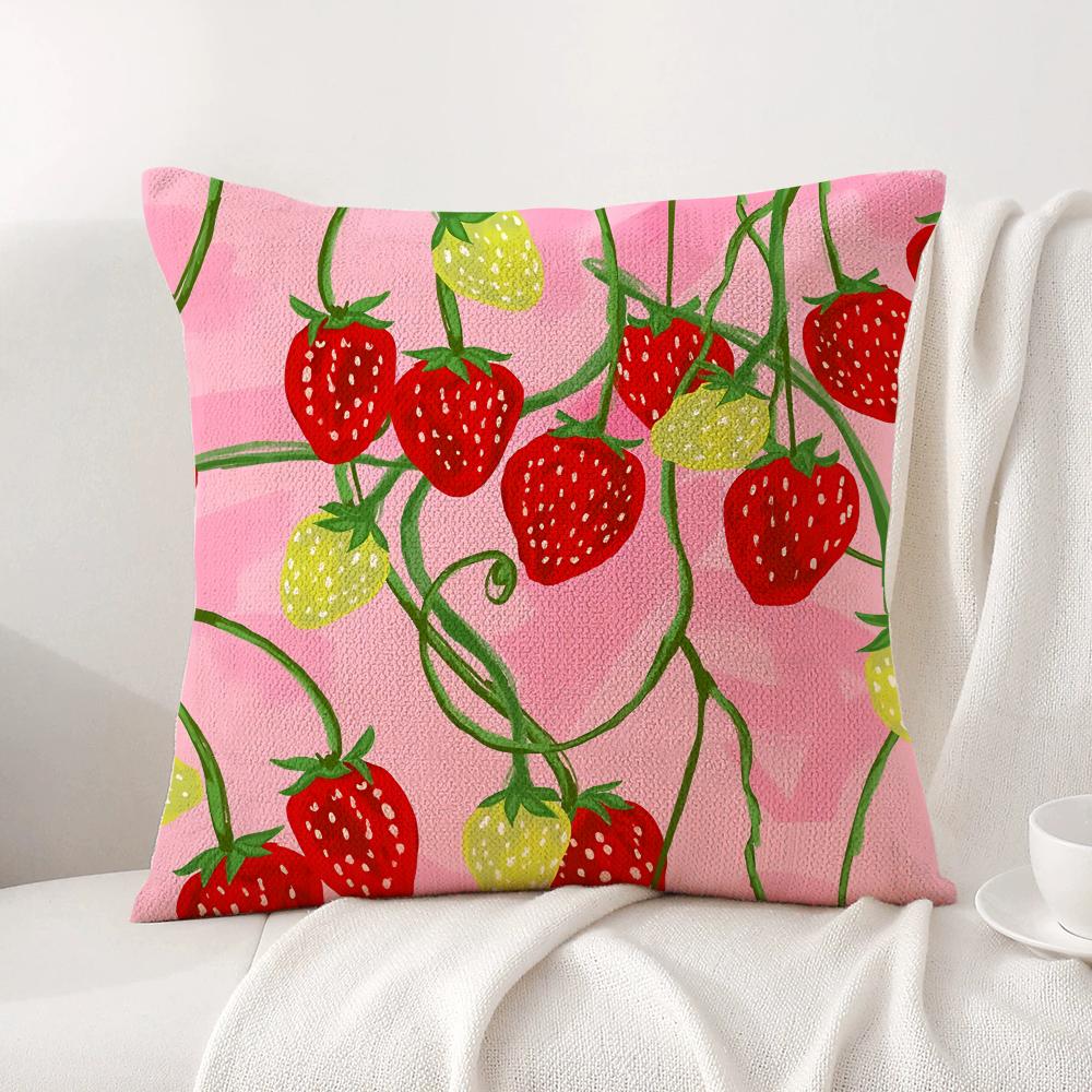 Sunshine Fruit Farm Cushion Cover Natural Linen Organic Fabric DoubleSided Printing Sofa Home Decor Breathable Bed Pillow