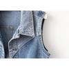 Trendy Striped Denim Vest Women Short Jacket Slim Fit Casual Spring Fall Fashion