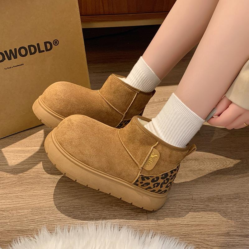 

Women s one foot stirrup cold warm padded snow boots thick soles heightened non-slip wear-resistant outdoor leisure sports cotton boots 40