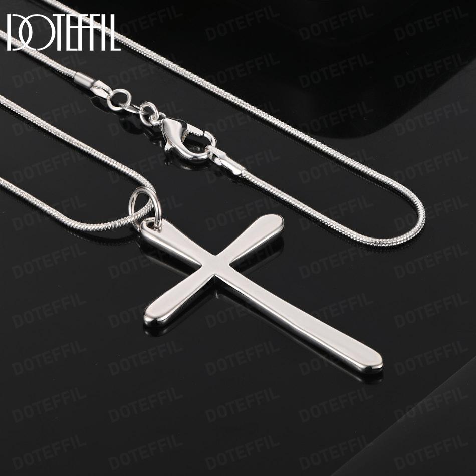 925 Sterling Silver Wedding Gift Cross Pendant Necklace Fashion Jewelry