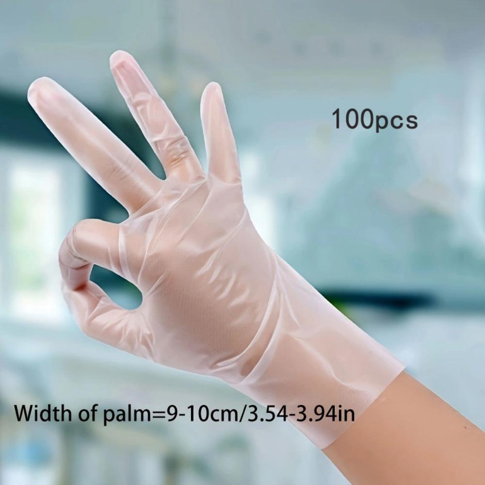100-Piece Premium Tpe Disposable Gloves - Clear, Food Grade, Thickened for Durability, Anti-Static - Perfect for Kitchen